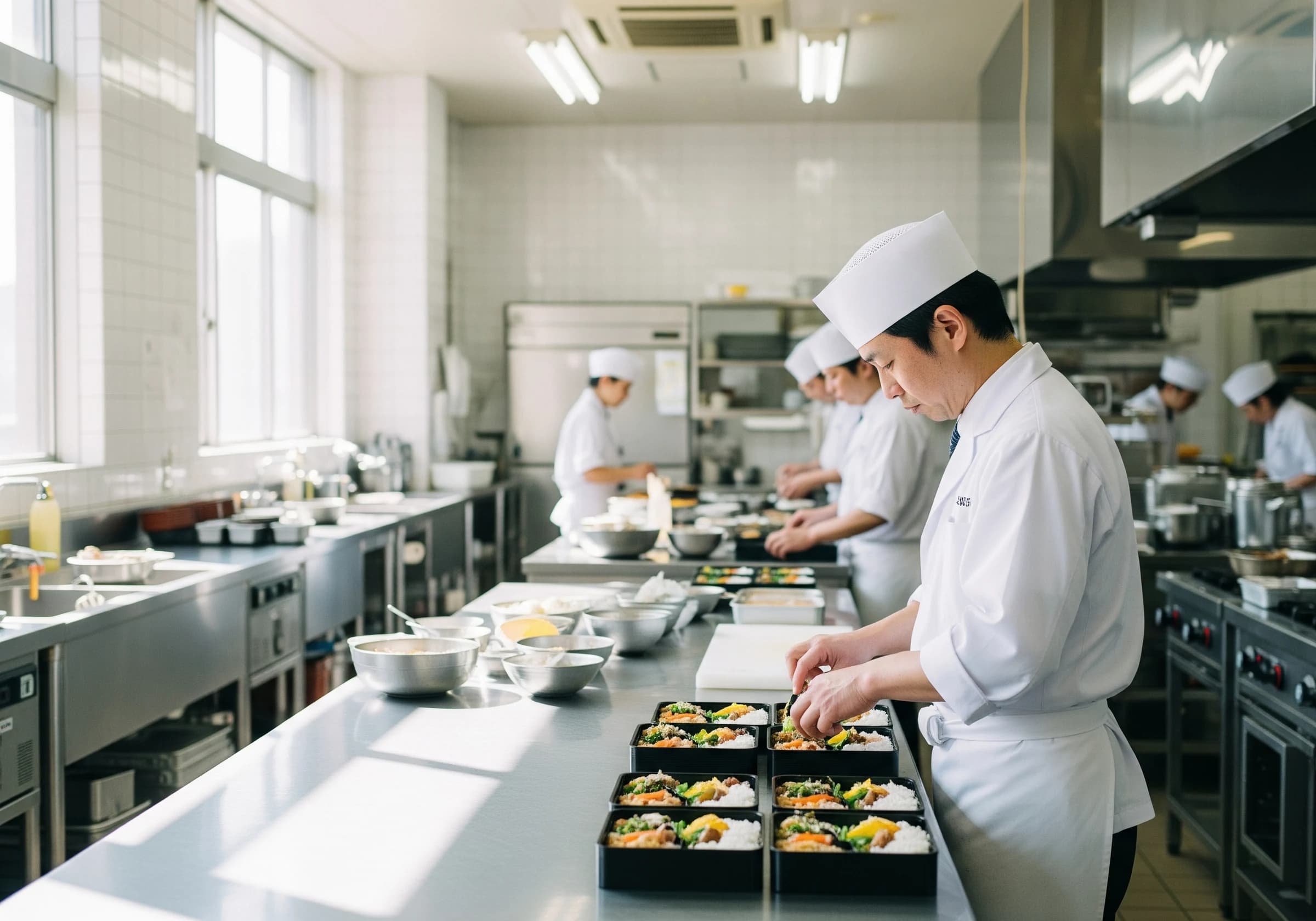 自社工場での弁当製造の様子